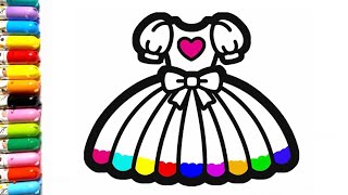 Princess Doll Dress Drawing, Painting and Coloring for Kids & Toddlers | Learn Colors 🌈👗 