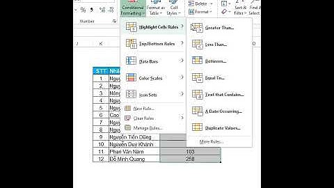 Tô màu dữ liệu theo điều kiện trong Excel với Conditional Formatting