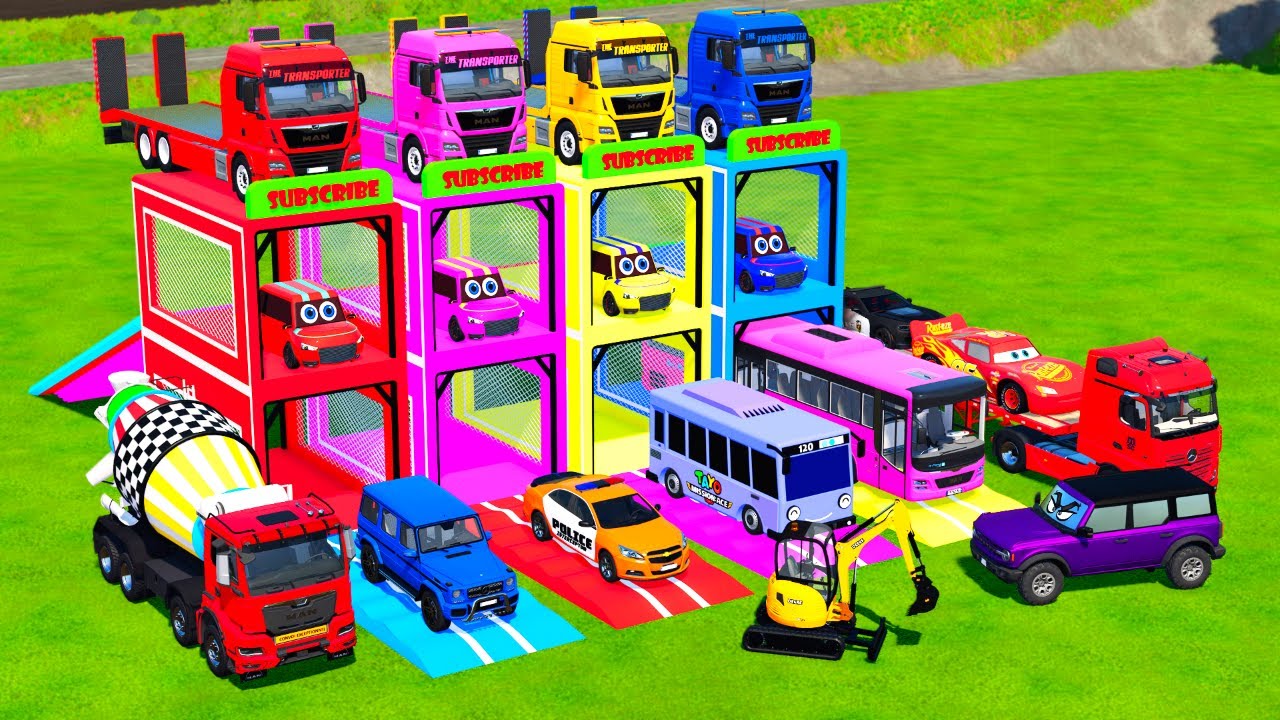 Transporte de Cor com Tayo! Todos os Caminhões Misturadores de Cores com Plataforma Dupla,Volvo–FS22