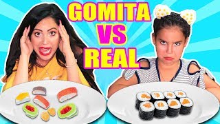 Comida de GOMA vs REAL con Mia! Sushi, Tacos, Pizza, Hamburguesas 😱 Food Challenge SandraCiresArt