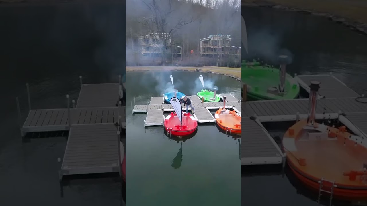 Woodfired hot tub boats at Creekside Hideaway in Gatlinburg, Tennessee!🏕️✨