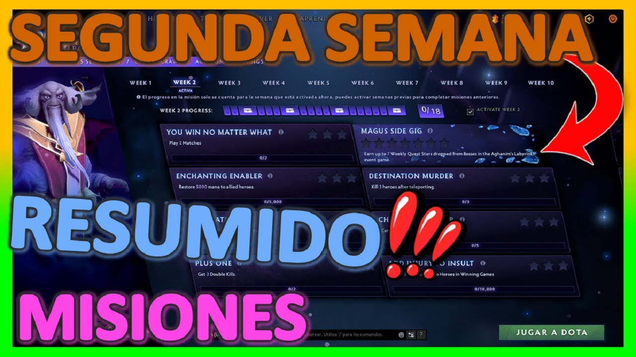 GUIA DE MISIONES SEMANA 2 BATTLE PASS LABERINTO DE AGHANIM 2021 