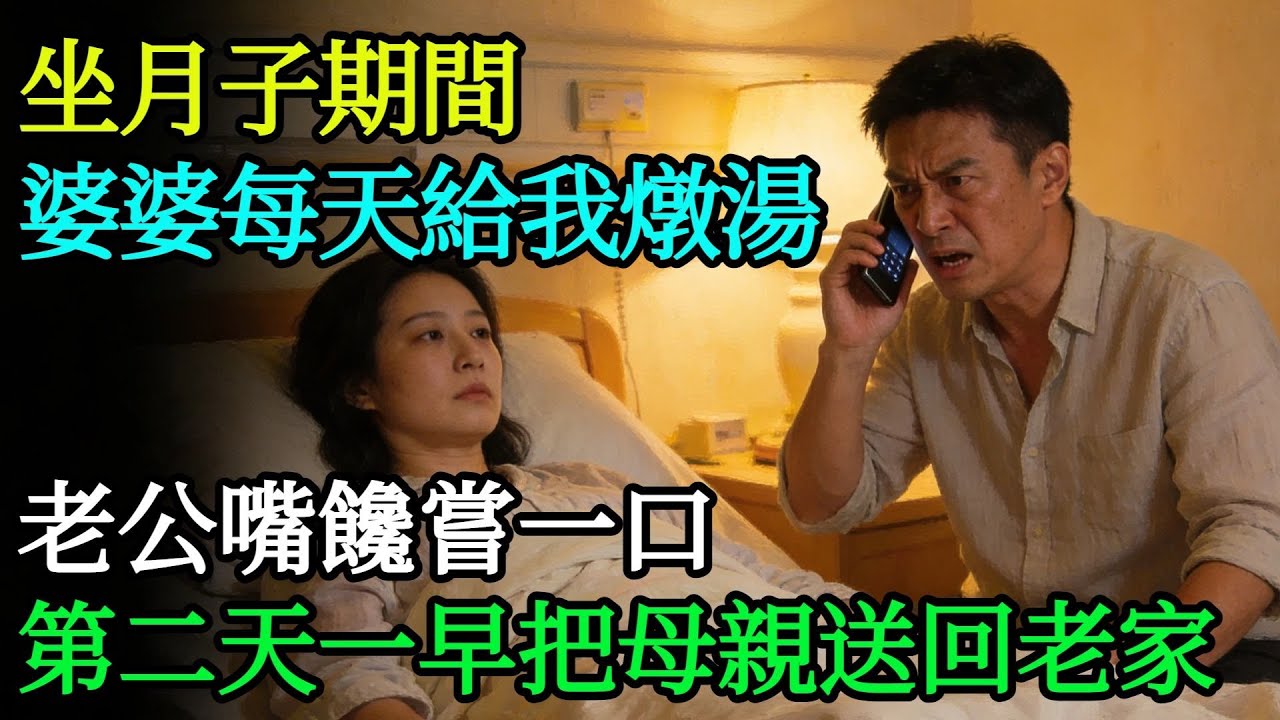 坐月子期間，婆婆每天給我燉補湯，老公嘴饞嘗一口，第二天一早把母親送回老家#奇聞#故事#完結文