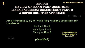 A shorter Method: Solve for the value of k for which the following equations are consistent: