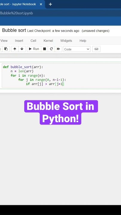 Bubble Sort in Python! #shorts #python #programming #coding - YouTube