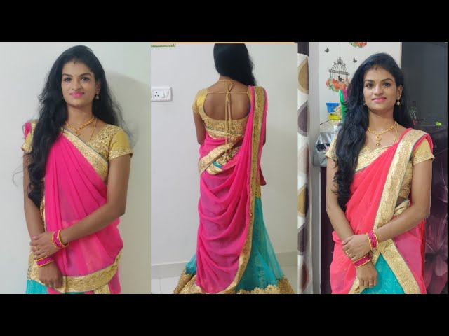 How to wear a halfsaree easily, lehenga styling, two ways to style a duppata