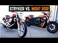 Harley V-Rod vs Yamaha Stryker      Side By Side Comparison, 0-60mph, Walk Around