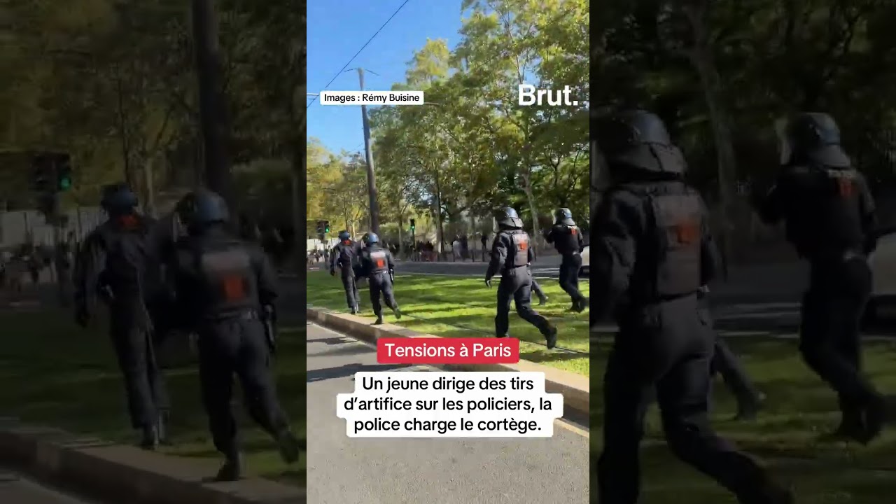 Un jeune dirige des tirs d’artifice sur les policiers, la police charge le cortège à Paris (12e)