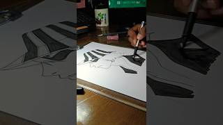 Drawing and inking kisuke urahara from bleach #anime #animeeart #bleach #drawing #inking #art