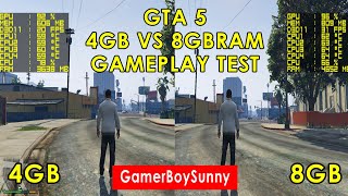 GTA 5 4Gb vs 8GB RAM 1600Mhz Side By Side FPS Comparison | Dual Channel Different Brand RAM - YouTube