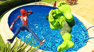 GTA 5 Spiderman vs Hulk Jumping Into Pool (Ragdolls & Fails)