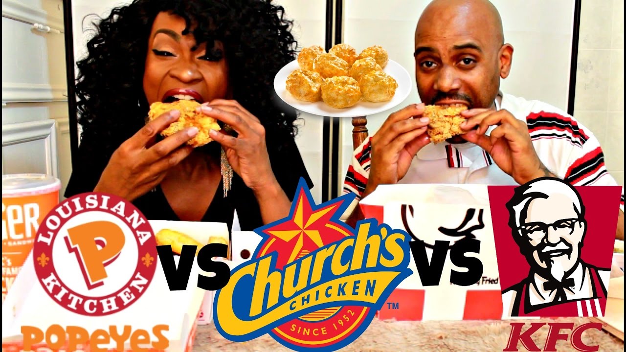 MUKBANG CHURCH'S VS POPEYES VS KFC! WHO HAS THE BEST FRIED CHICKEN