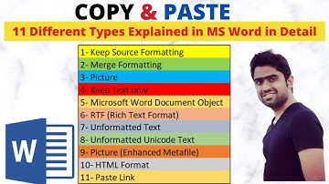 Copy and Paste in Microsoft Word in 11 Differeny ways Explain in Detail | Paste Special | Hindi/Urdu