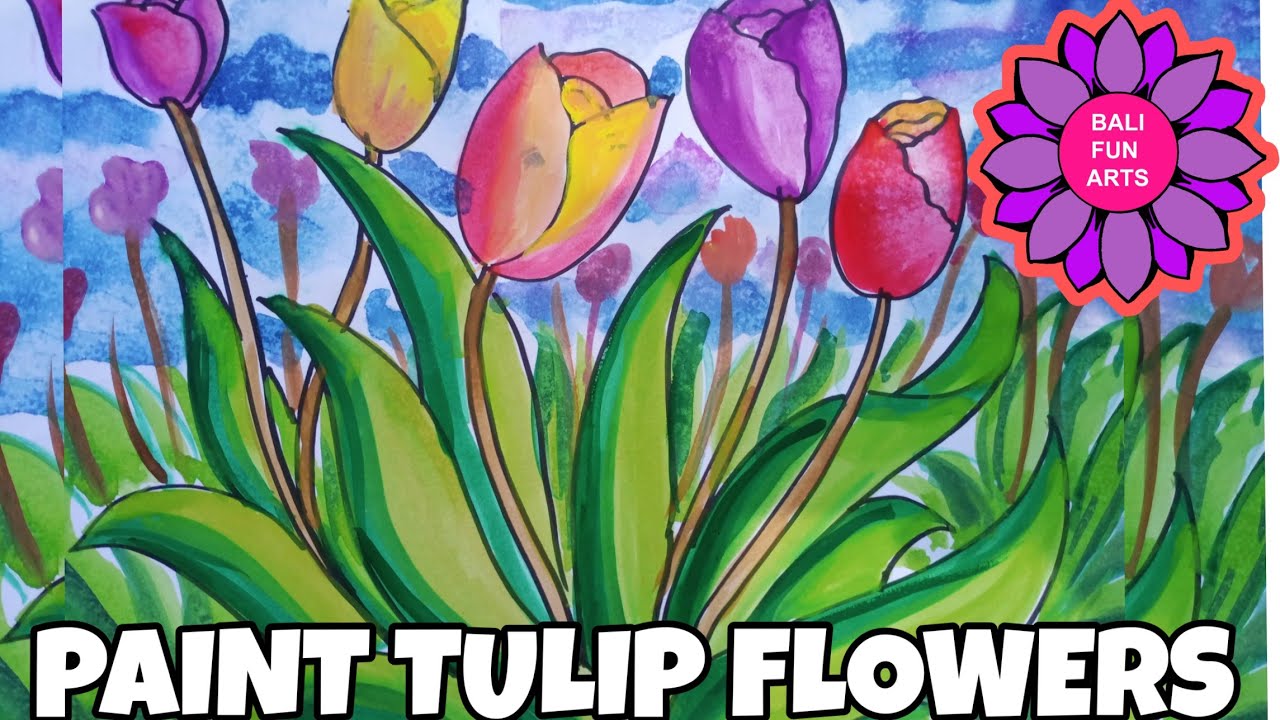  melukis bunga  tulip untuk pemula YouTube