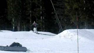 Snowboarding backside 360 fail (faceplant)