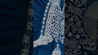 Celebrity Embroidered Georgette Anarkali Suit in Navy Blue Profile