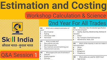 Estimation and Costing | अनुमान एवं लागत | WCS 2nd Year | Bharatskill Questions | Part 1 | iTi Maths