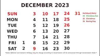 December Calendar 2023
