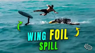 Guy Falls in Water While Wing Foiling