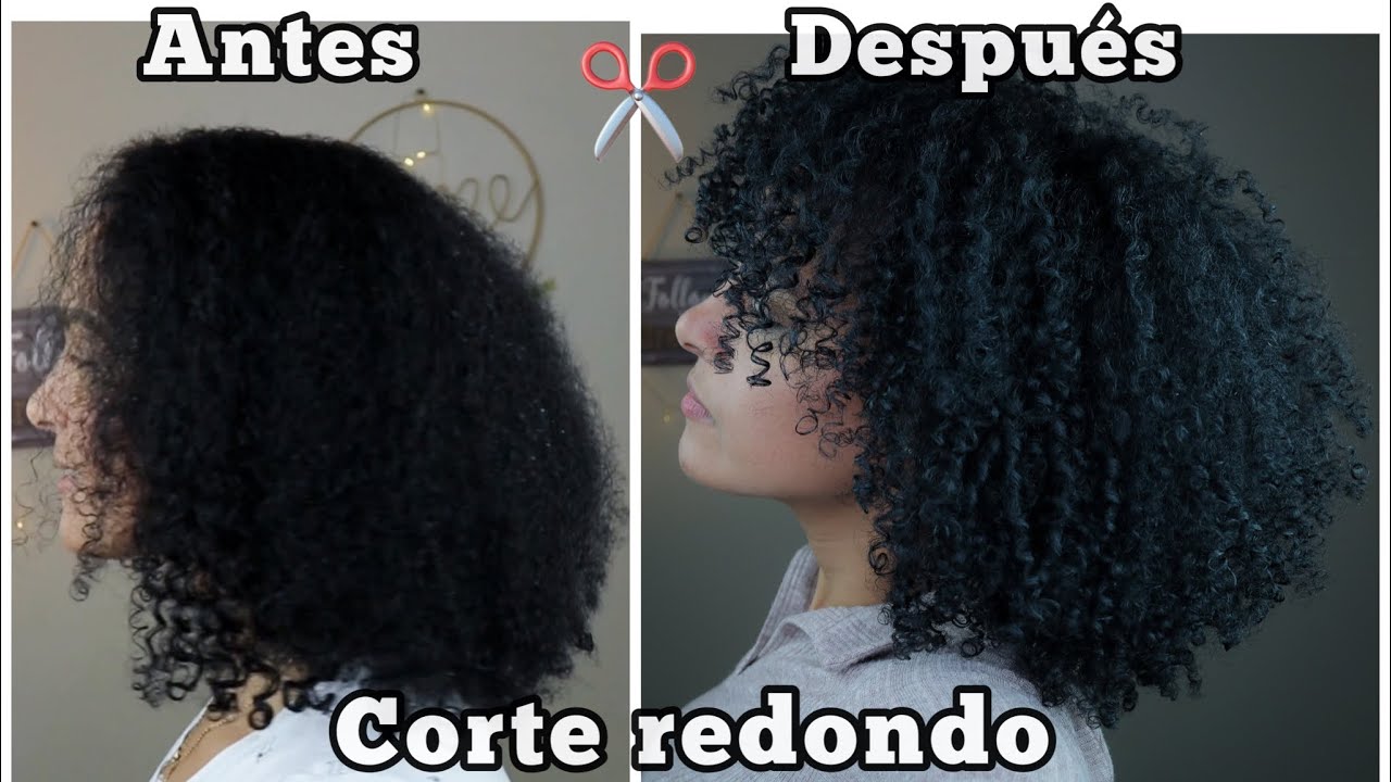 Cómo me CORTO el cabello afro rizado con forma redonda y en capas | CORTE FÁCIL
