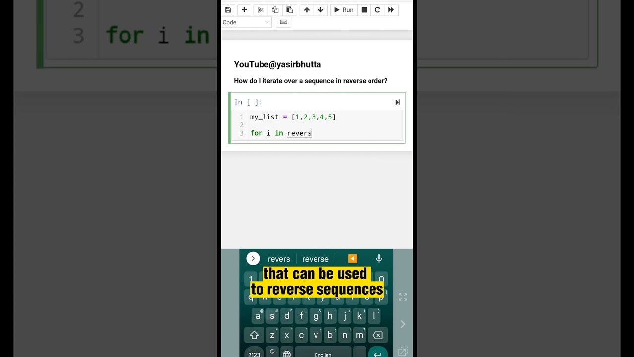 How do I iterate over a sequence in reverse order? | Python for Beginners #yasirbhutta - YouTube How Do I Iterate Over A Sequence In Reverse Order? | Python For Beginners #Yasirbhutta - Youtube