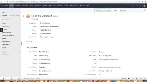 Zoho CRM - No Answer Button