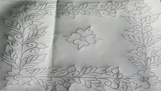 Square flower drawing | how to draw easy square design |  Cushion cover | Nokshi Katha Design