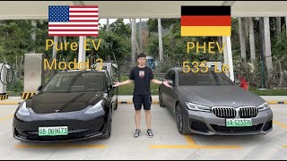 BMW 535Le 🇩🇪 and Tesla model 3 🇺🇸Competition between EV and Plug-in Hybrid PHEV