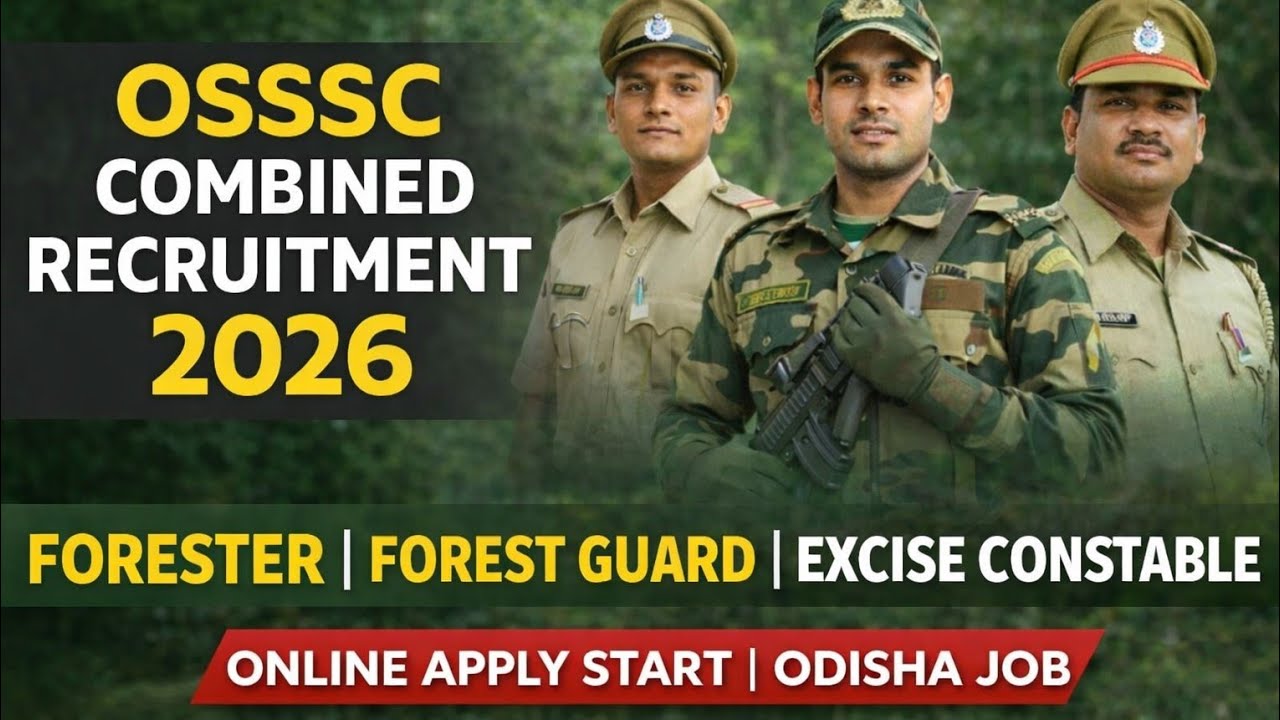 OSSSC Combined Recruitment 2026 Forester, Forest Guard, Excise Constable Notification published 