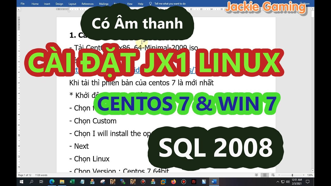 centos 7 คือ  2022 New  Cài đặt Jx Linux dùng Centos 7 và Win 7 Sql 2008 -  Có Âm thanh