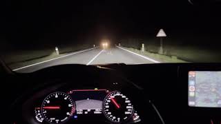 Audi A6 4G C7 facelift Night Vision and Matrix LED headlights demo during night outside city