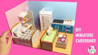 DIY Miniature Cardboard House: Bathroom, Kitchen, Bedroom, Living Room | Full Video with Dimensions