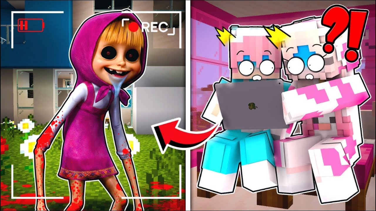 MOMON & ATUN LIHAT PENAMPAKAN MASHA EXE di CAMERA CCTV DEPAN RUMAH di MINECRAFT 