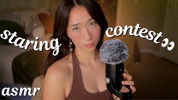ASMR Staring Contest 👀 (eye contact practice, fluffy mic scratching, mic blowing)