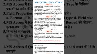 PGDCA 1st sem. MS Access important exam. question paper|| by levin computer a to z
