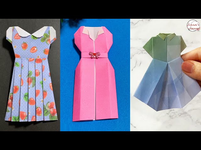 簡単折り紙】ワンピースの折り方 How to make Shirt dress