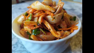 Салат с кальмарами по Корейски. Салат с кальмарами по Корейски.