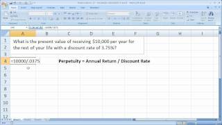 Finance Basics 12 - Perpetuity Calculation in Excel