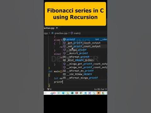 Fibonacci series in c using recursion Part 188 | C Programming # ...