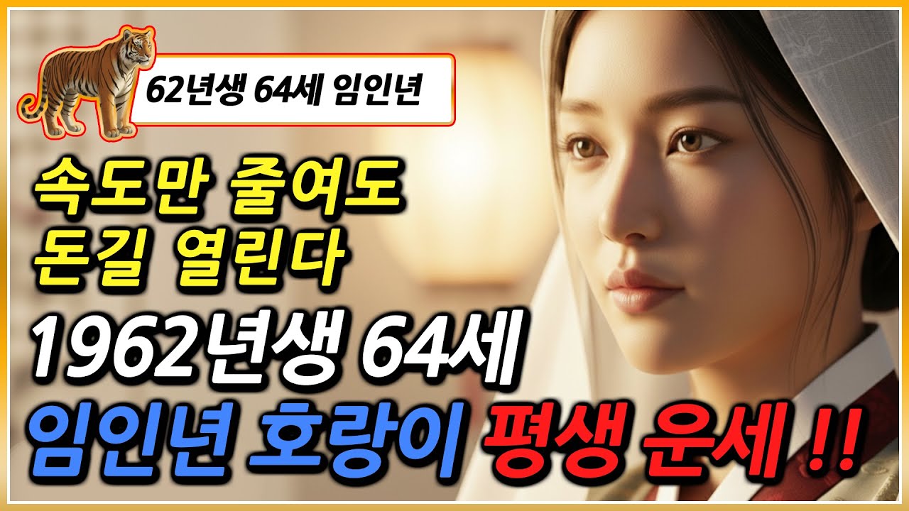 1962년생 호랑이띠 평생운세 미쳤다 속도만 줄여도 돈길 열린다