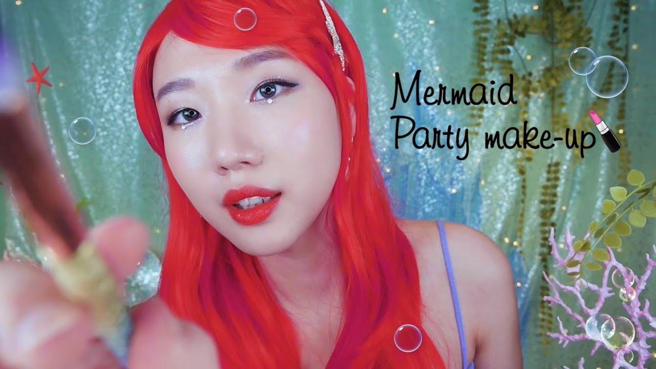 [English ASMR] Doing sea castle party hair & make up on my third mermaid sister🧜🏼‍♀️