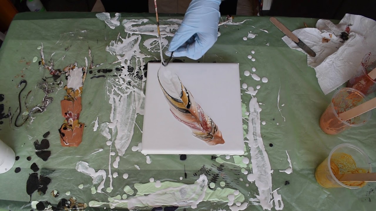 #10. Quick Single Feather - String Pull Acrylic Pouring