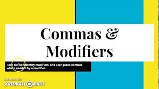 Modifiers Lesson: includes Coordinating and Cumulative Adjectives and Commas