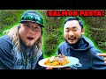 We CAUGHT COHO By HAND! Seared SALMON Pasta & Truck CAMPING With @Outdoor Chef Life!!