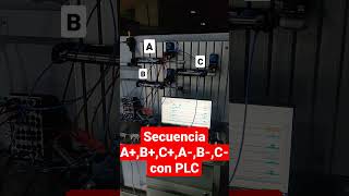 Secuencia A+,B+,C+,A-,B-,C- con PLC, pistones, electroválvulas #PLC #Secuencia #DirectLogic