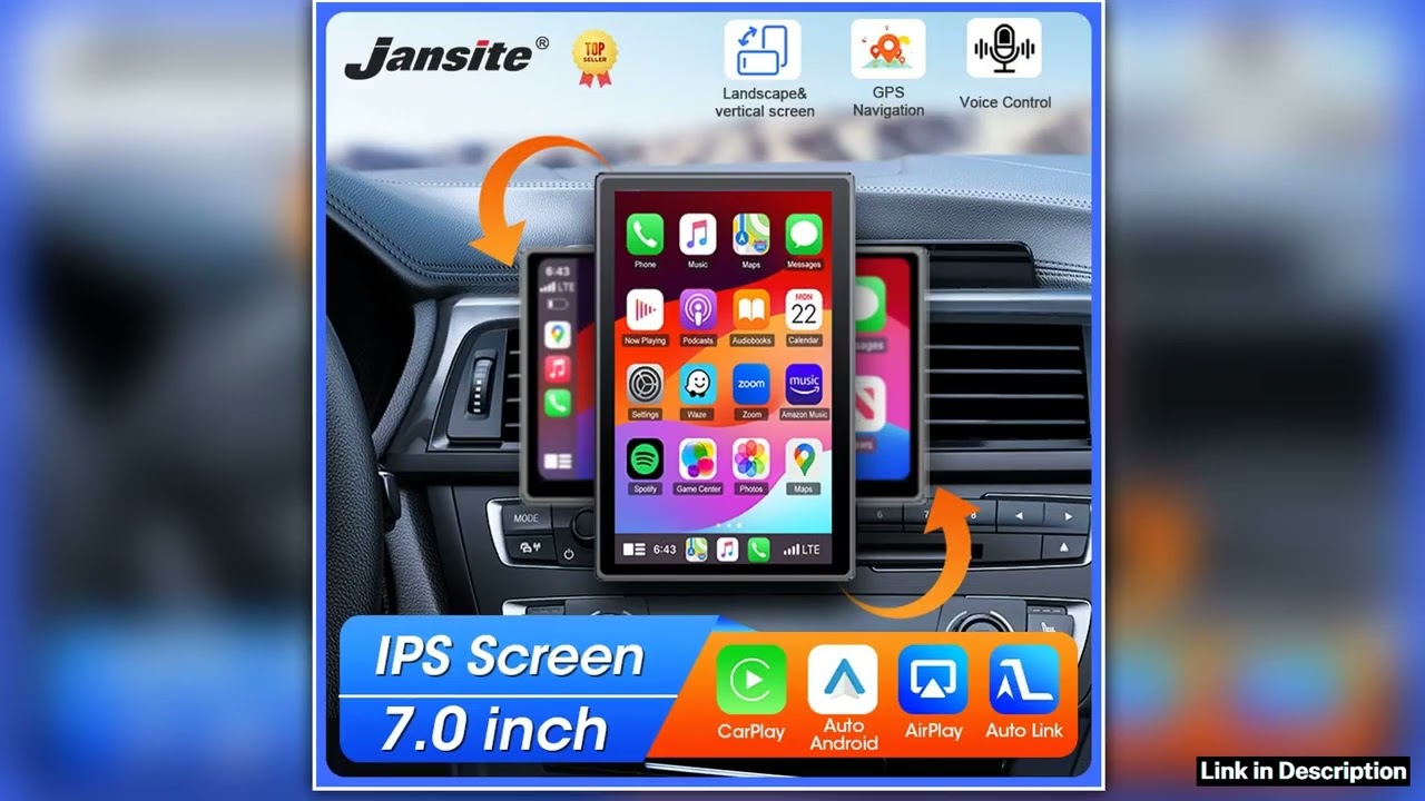 7 inch Portable Multimedia Player Carplay AI Screen IPS Touch Screen GPS Navigation Bluetooth Suppo