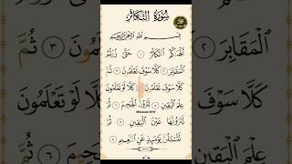 Surah Number 102 – Surah At-Takāthur سورة التكاثر💖Arabic Quran Recitation 💕 #surahattakathur #shorts