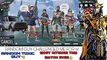 NO LOVE🖤-SHUBH | RANDOM GUY CHALLENGED ME FOR 1v1| INTENSE MATCH EVER⚠️💯 | WORTH WATCHING💯 | TDM