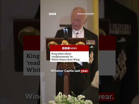 King Charles jokes about 'readjustments' to White House East Wing. #BBCNews