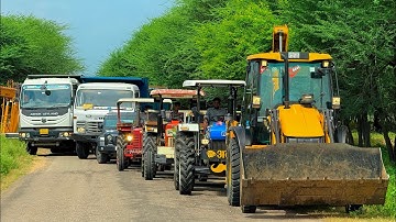 Jcb 3dx Xpert Loading Mud Trolley New Holland 3630 John deere Swaraj Tractor TATA Tippers Thar truck